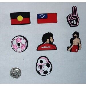 Soccer Flag Salah Theme Shoe Charms Lot 7 Pieces PVC Waterproof